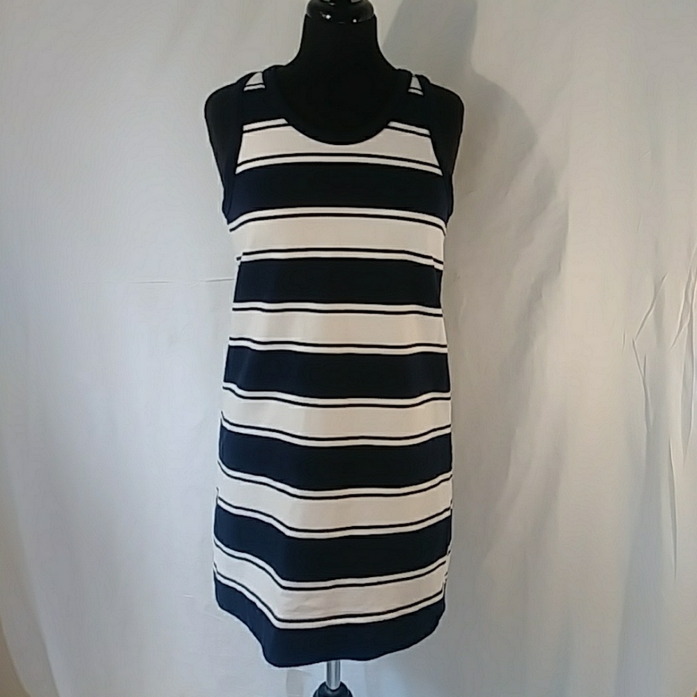 J.Crew Blue White Stripe T-Back Dress